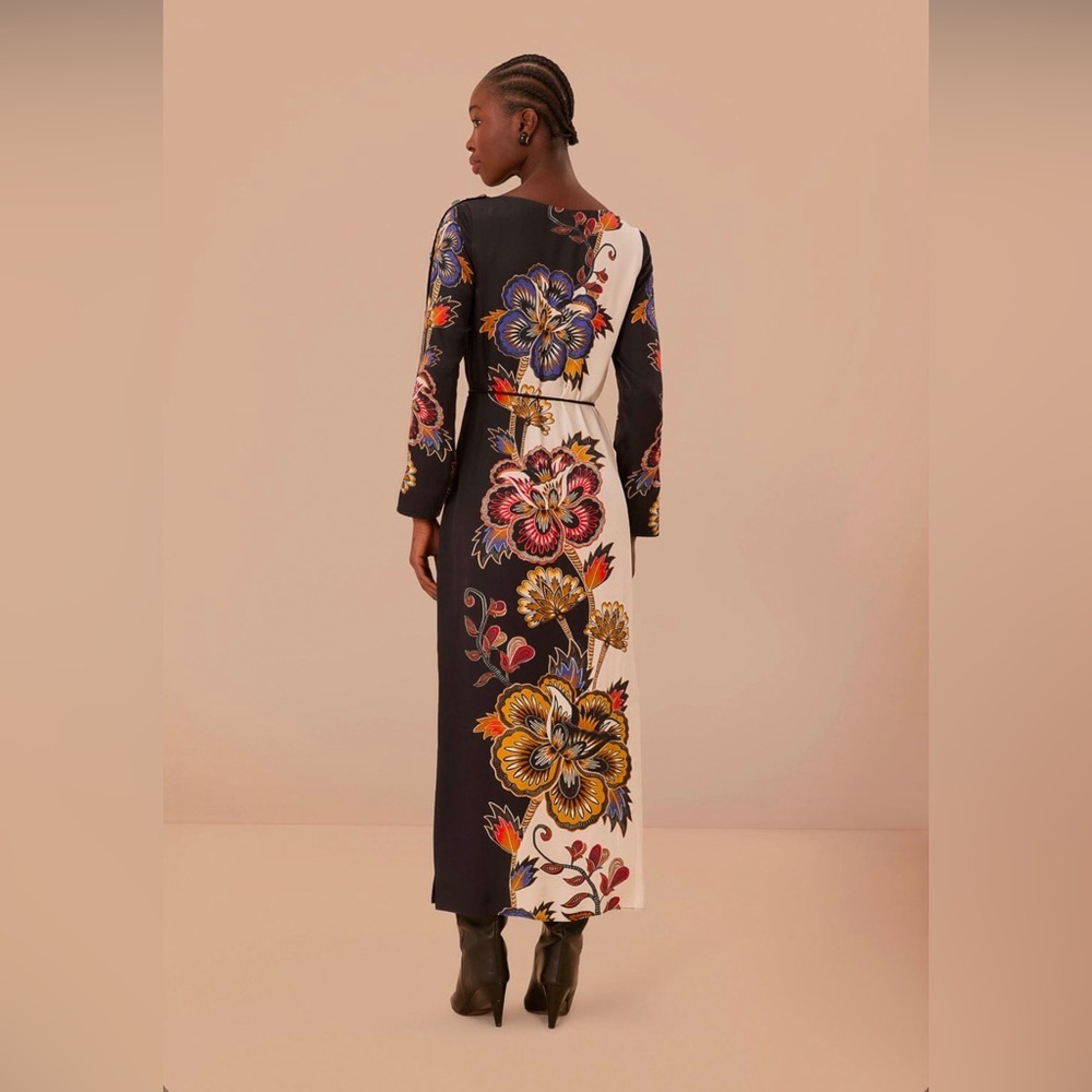 Farm Rio Black And White Maxi Floral Midi Dress - Picture 7 of 9